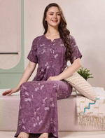 Alpine Kurti Style Pleated Nighty with Floral Print - Mangai Nighties