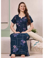 Alpine Floral Geometric Print Kurti Style Nighty - Mangai Nighties