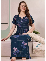 Alpine Floral Geometric Print Kurti Style Nighty - Mangai Nighties