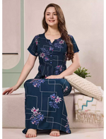 Alpine Floral Geometric Print Kurti Style Nighty - Mangai Nighties