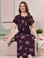 Alpine Floral Print Pleated Kurti Style Nighty with Pocket - Mangai Nighties