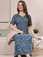 Alpine Kurti Style Pleated Nighty with Floral Print - Mangai Nighties