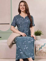 Alpine Kurti Style Pleated Nighty with Floral Print - Mangai Nighties