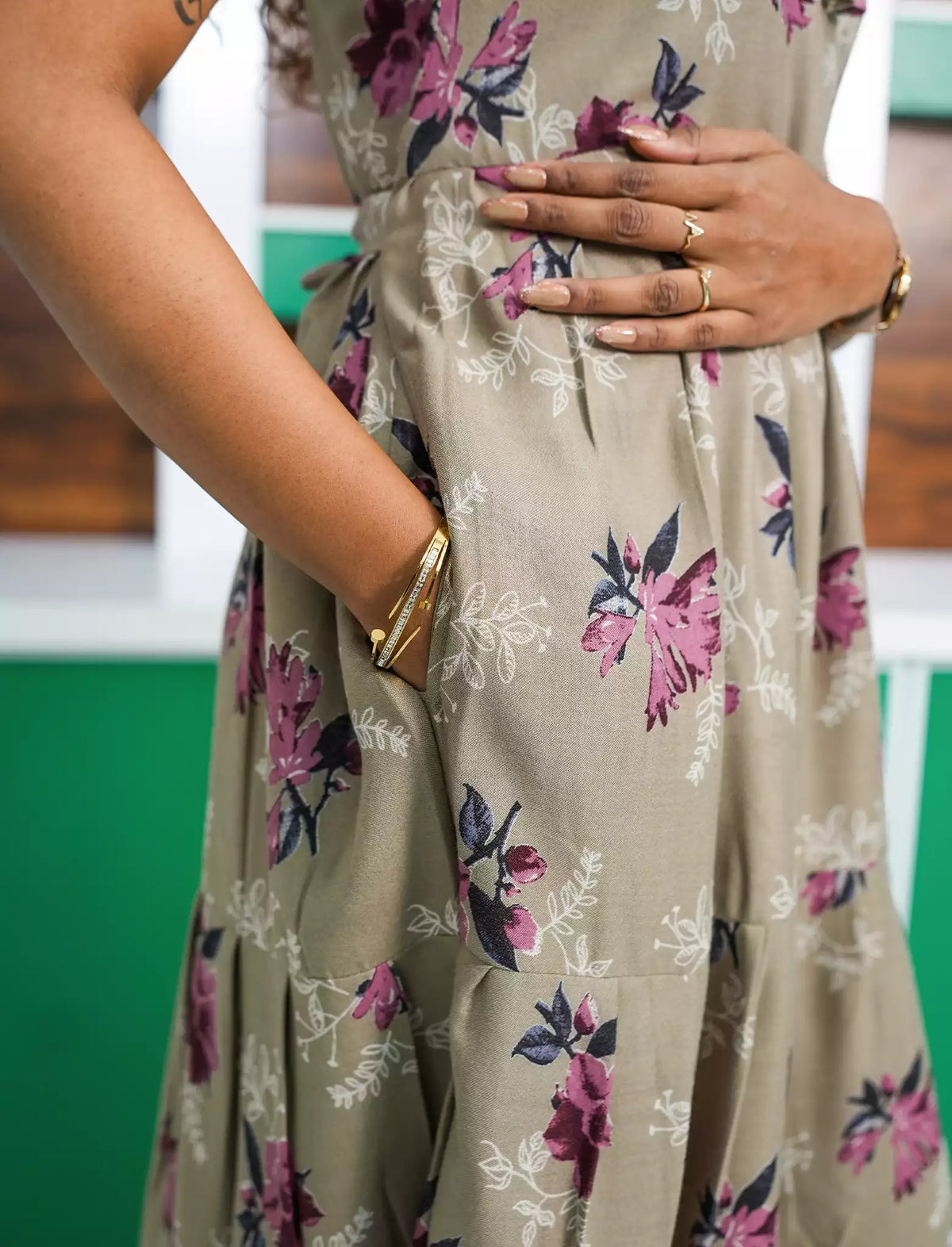 Alpine Floral Print Petal Sleeve 3 Layer Full Frock - Mangai Nighties