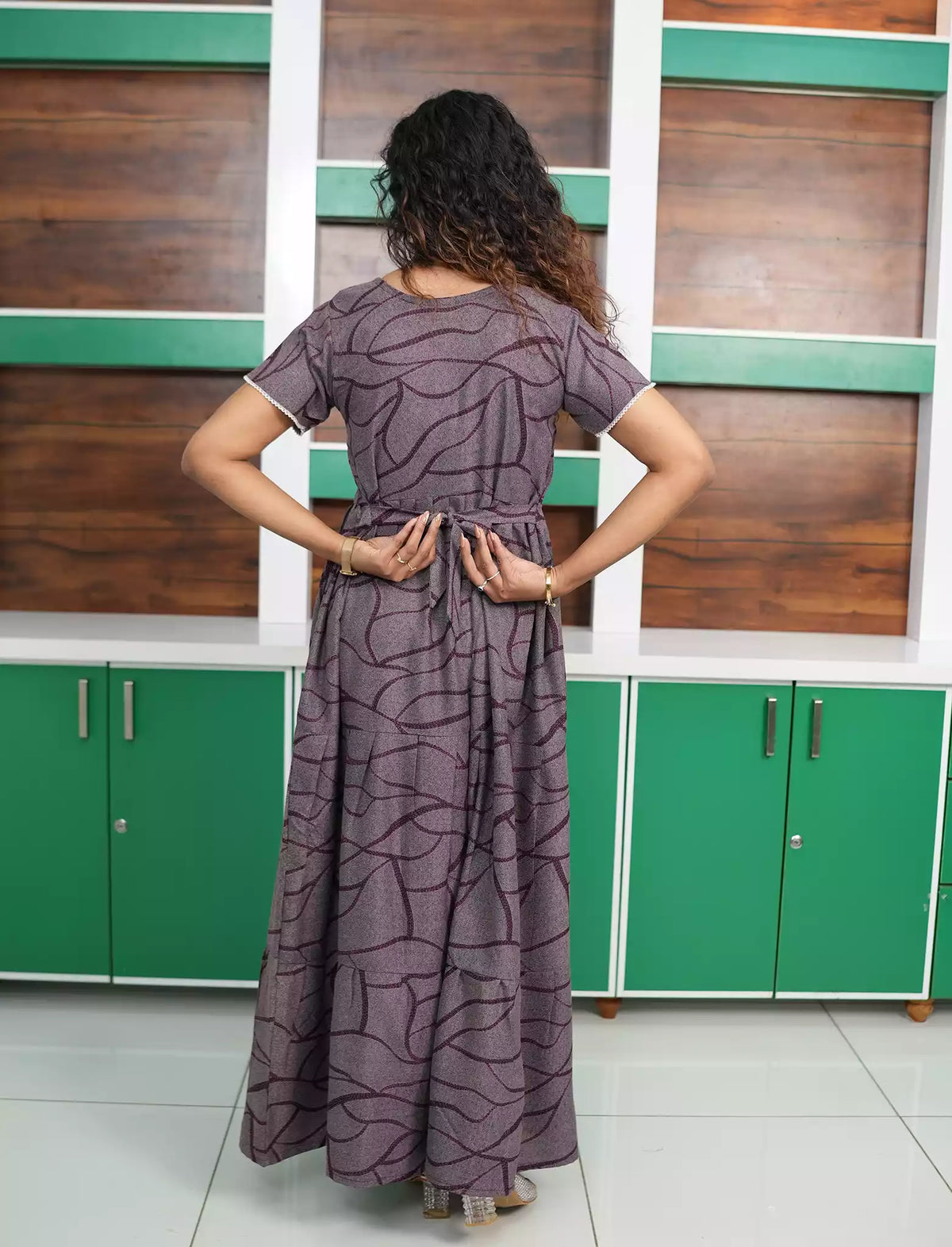 Alpine 3 Layer Petal Sleeve Full Frock - Mangai Nighties