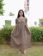 Cotton Geometric Print Casual Frock with Back Tie - Mangai Nighties
