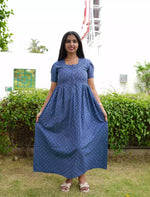 Cotton Geometric Print Casual Frock with Back Tie - Mangai Nighties