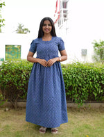 Cotton Geometric Print Casual Frock with Back Tie - Mangai Nighties