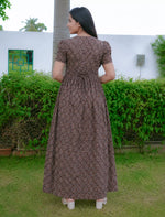 Cotton Geometric Print Casual Frock with Back Tie - Mangai Nighties