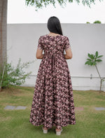 Cotton Floral Print Casual & Feeding Frock with Back Tie - Mangai Nighties