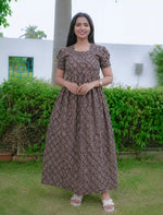 Cotton Geometric Print Casual Frock with Back Tie - Mangai Nighties