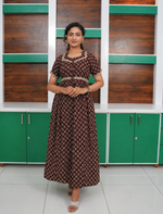 Floral Butta Print Cotton Frock with Back Tie | Mangai Nighties