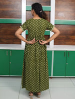 Floral Butta Print Cotton Frock with Back Tie | Mangai Nighties