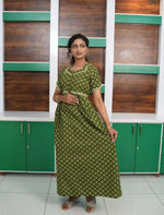 Floral Butta Print Cotton Frock with Back Tie | Mangai Nighties