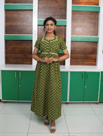 Floral Butta Print Cotton Frock with Back Tie | Mangai Nighties