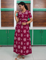 Floral Print Cotton Casual Frock with Pocket | Mangai Nighties