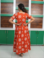 Floral Print Cotton Casual Frock with Pocket | Mangai Nighties