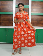Floral Print Cotton Casual Frock with Pocket | Mangai Nighties