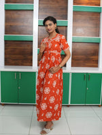 Floral Print Cotton Casual Frock with Pocket | Mangai Nighties