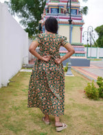 Cotton Floral Print Casual & Maternity Frock with Front Zip - Mangai Nighties