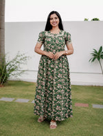 Cotton Floral Print Casual & Feeding Frock with Back Tie - Mangai Nighties