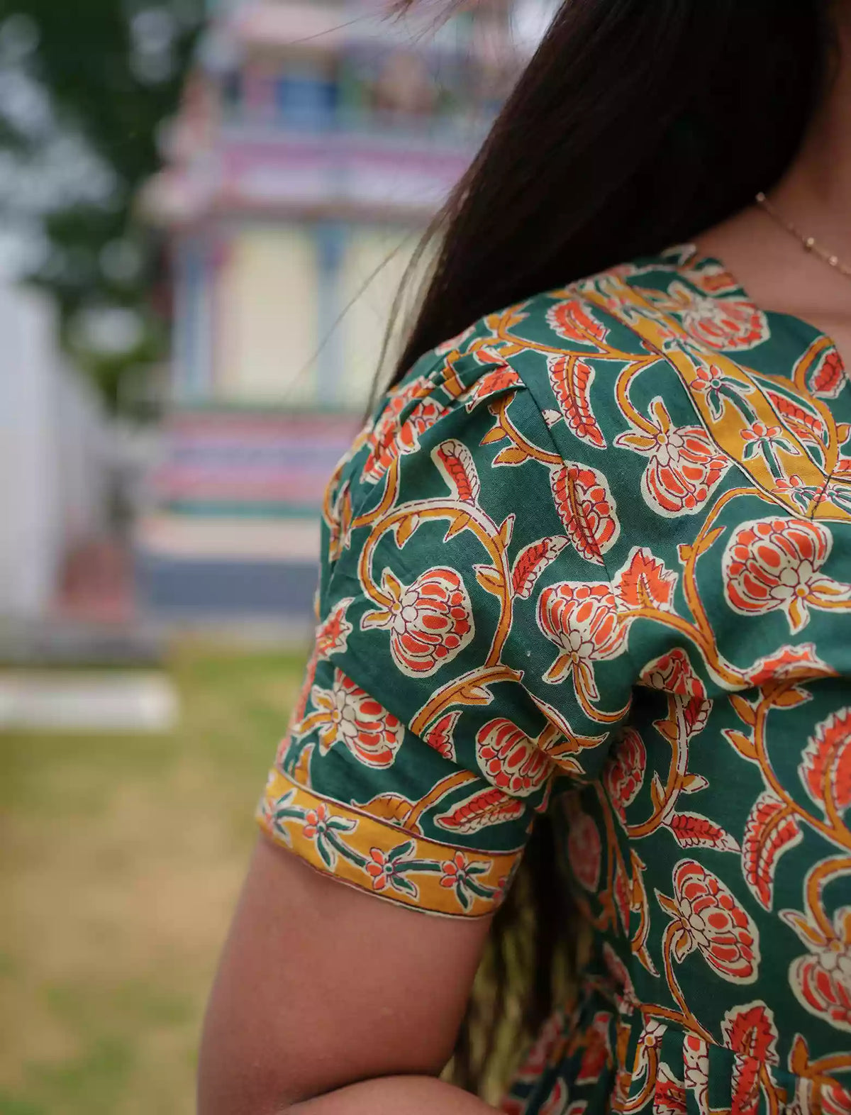 Cotton Floral Print Casual & Maternity Frock with Front Zip - Mangai Nighties