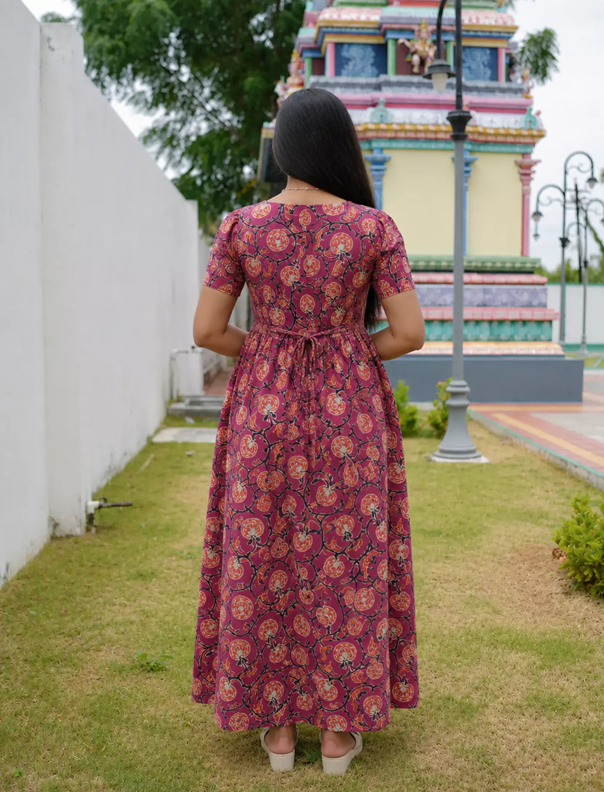 Cotton Floral Print Casual & Maternity Frock with Front Zip - Mangai Nighties