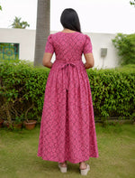 Cotton Geometric Print Casual Frock with Back Tie - Mangai Nighties