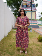 Cotton Floral Print Casual & Maternity Frock with Front Zip - Mangai Nighties