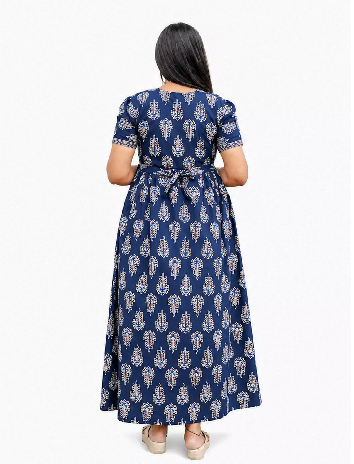 Cotton Leaf Print Casual and Feeding Frock - Mangai Nighties