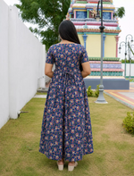 Cotton Floral Print Casual & Maternity Frock with Front Zip - Mangai Nighties