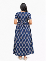 Cotton Leaf Print Casual and Feeding Frock - Mangai Nighties