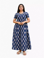 Cotton Leaf Print Casual and Feeding Frock - Mangai Nighties