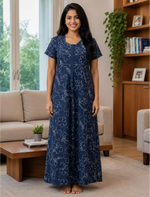 MANGAI Premium Cotton Printed Pleated Model Half Sleeve 5XL Size Nighties - Fancy Neck | With Side Pocket |Shrinkage Free Nighties | Trendy Collection's for Stylish Women's