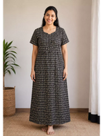 MANGAI Cotton Printed Pleated Model Half Sleeve 4XL Size Nighties for Stylish Women's