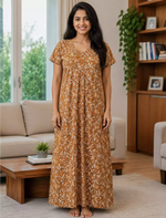 MANGAI Premium Cotton Printed Pleated Model Half Sleeve 4XL Size Nighties - Fancy Neck | With Side Pocket |Shrinkage Free Nighties | Trendy Collection's for Stylish Women's