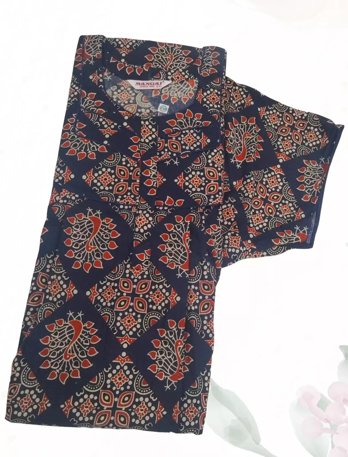 MANGAI Premium Cotton Printed Pleated Model Half Sleeve 5XL Size Shrinkage Free Nighties
