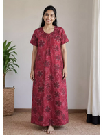 MANGAI Premium Cotton Printed Pleated Model Half Sleeve 4XL Size Nighties