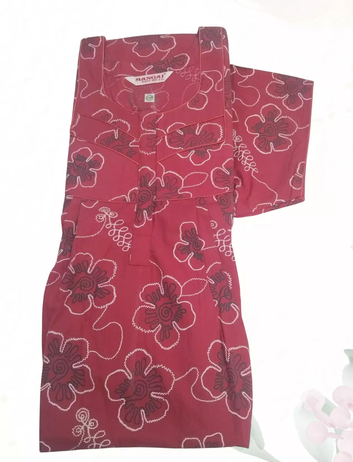 MANGAI Premium Cotton Printed Pleated Model Half Sleeve 4XL Size Nighties