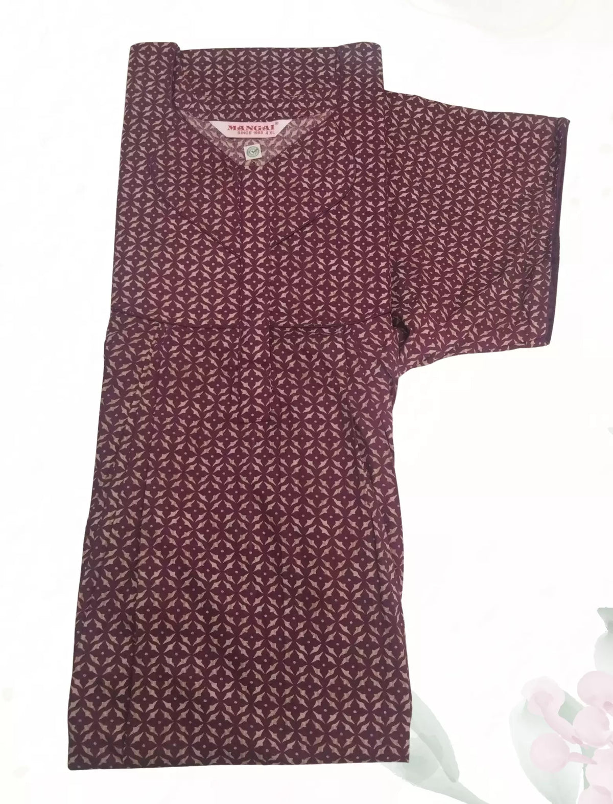 MANGAI Cotton Printed Pleated Model Half Sleeve 4XL Size Nighties for Stylish Women's