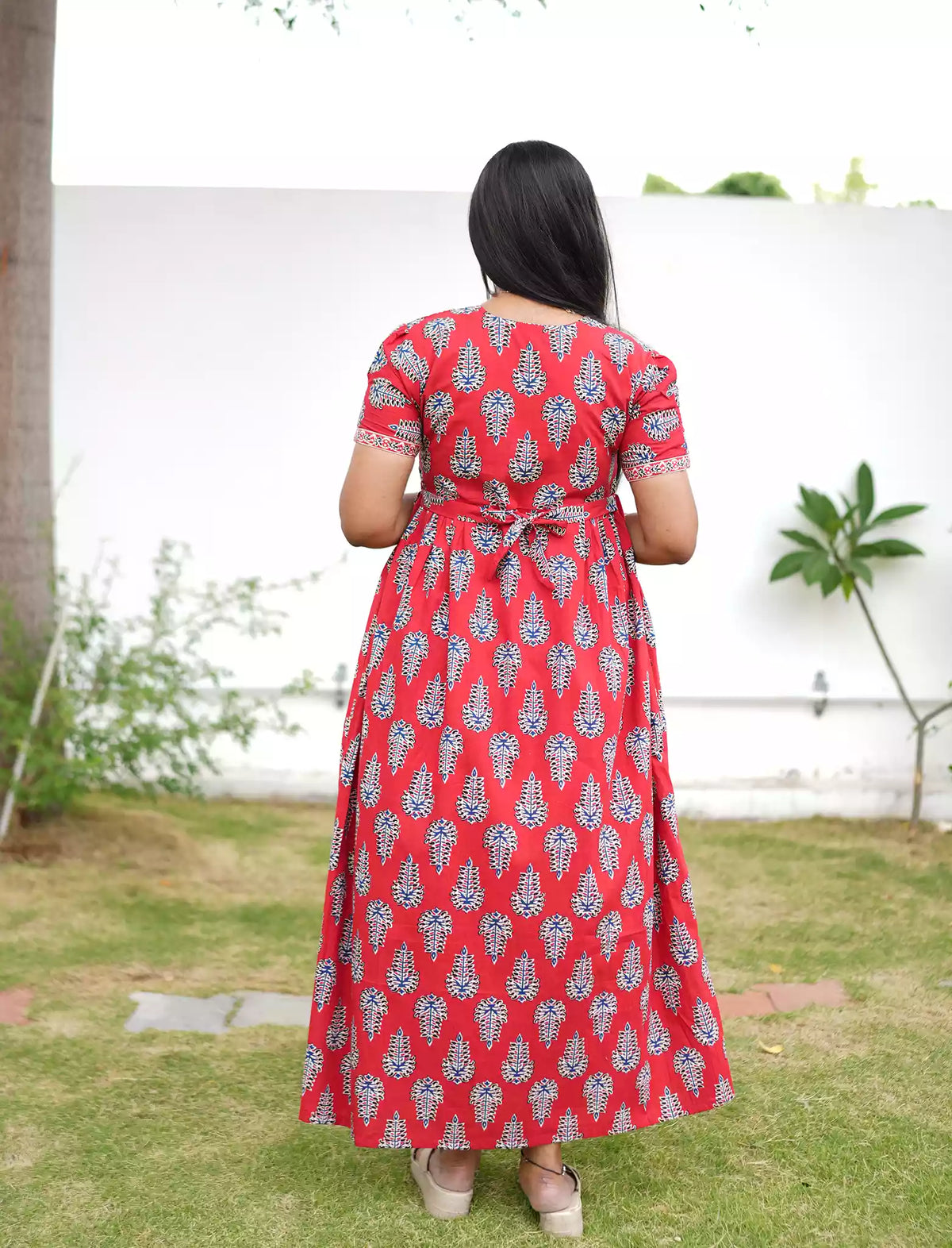 Cotton Leaf Print Casual and Feeding Frock - Mangai Nighties
