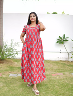 Cotton Leaf Print Casual and Feeding Frock - Mangai Nighties