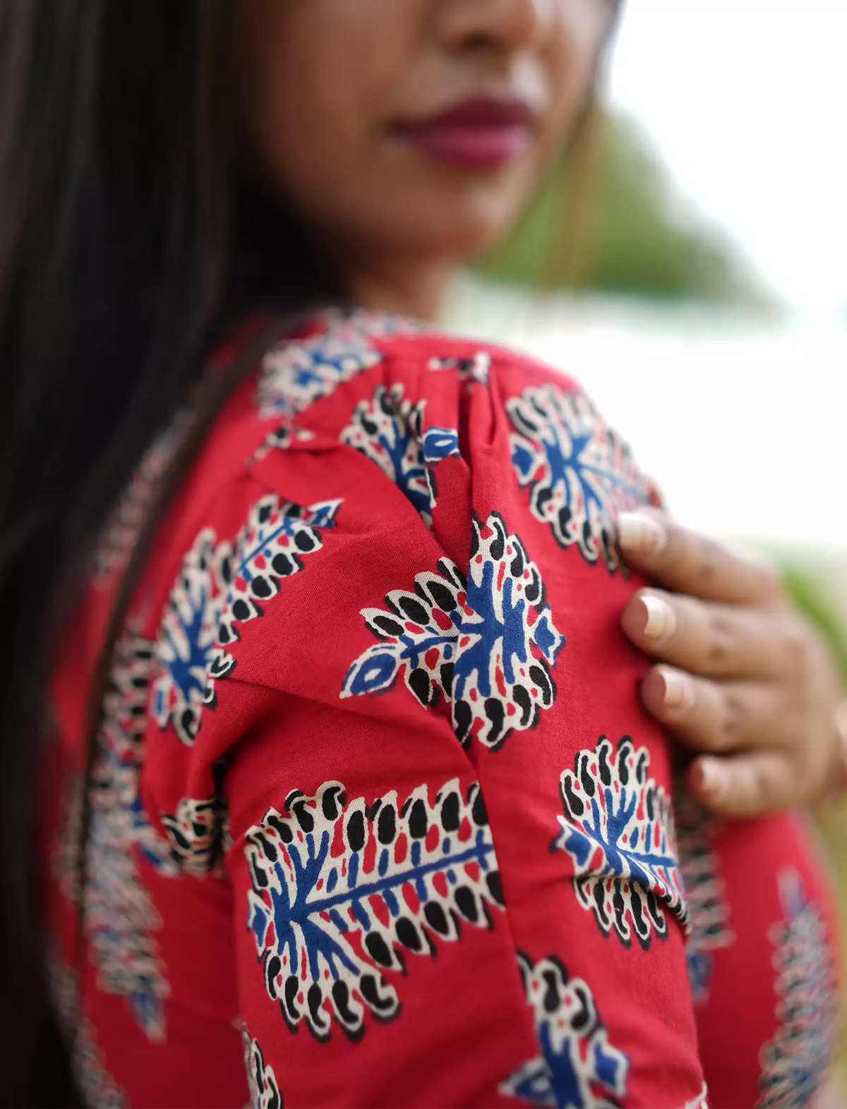 Cotton Leaf Print Casual and Feeding Frock - Mangai Nighties