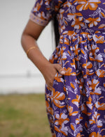 Cotton Floral Print Casual & Feeding Frock with Back Tie - Mangai Nighties