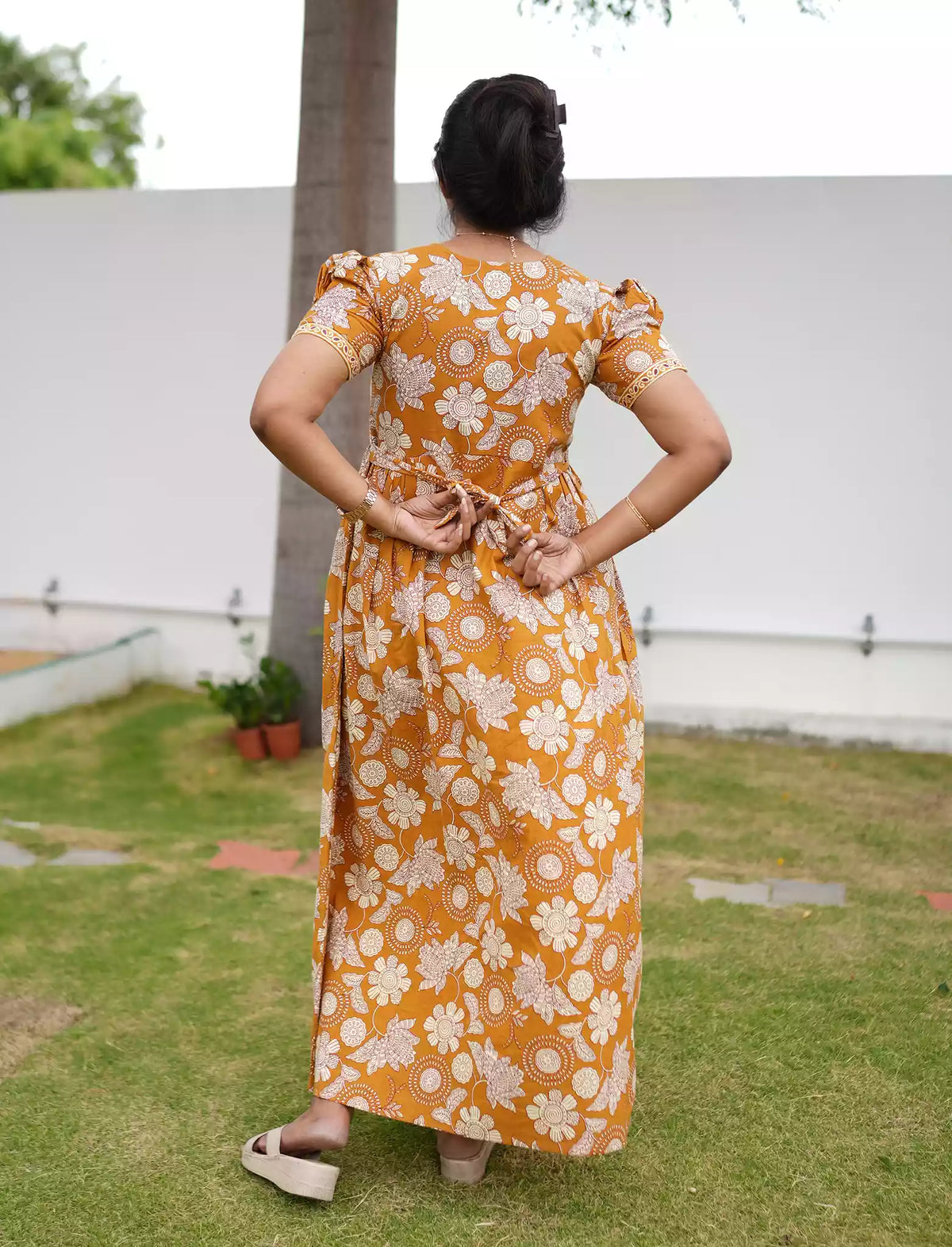 Cotton Floral Print Casual & Feeding Frock - Mangai Nighties
