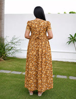 Cotton Floral Print Casual & Feeding Frock with Back Tie - Mangai Nighties