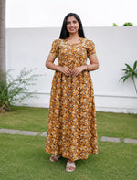 Cotton Floral Print Casual & Feeding Frock with Back Tie - Mangai Nighties