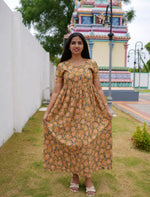 Cotton Floral Print Casual & Maternity Frock with Front Zip - Mangai Nighties