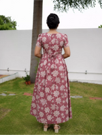 Cotton Floral Print Casual & Feeding Frock - Mangai Nighties