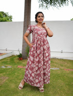 Cotton Floral Print Casual & Feeding Frock - Mangai Nighties